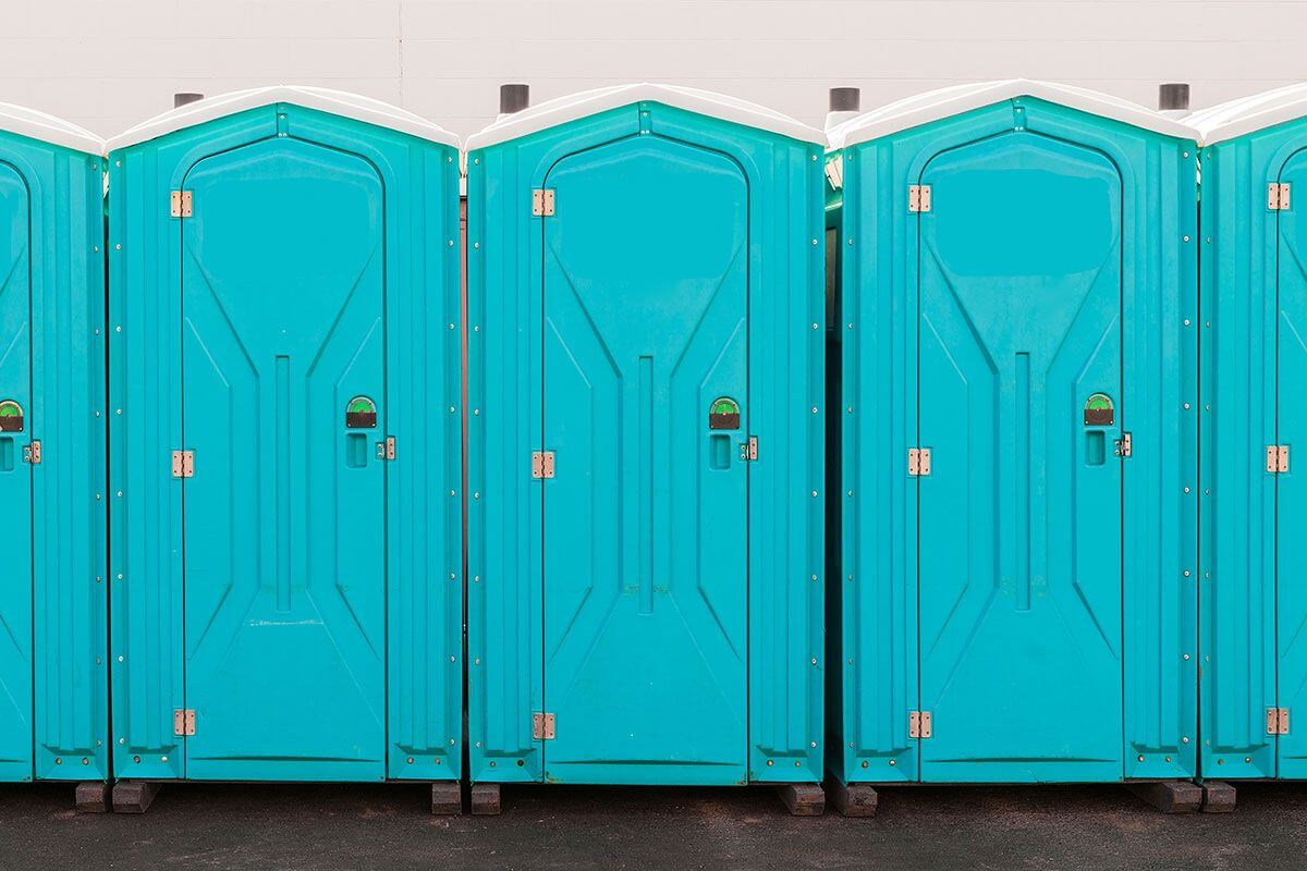 Industrial portable restroom units at a plant in Hinesville, Georgia