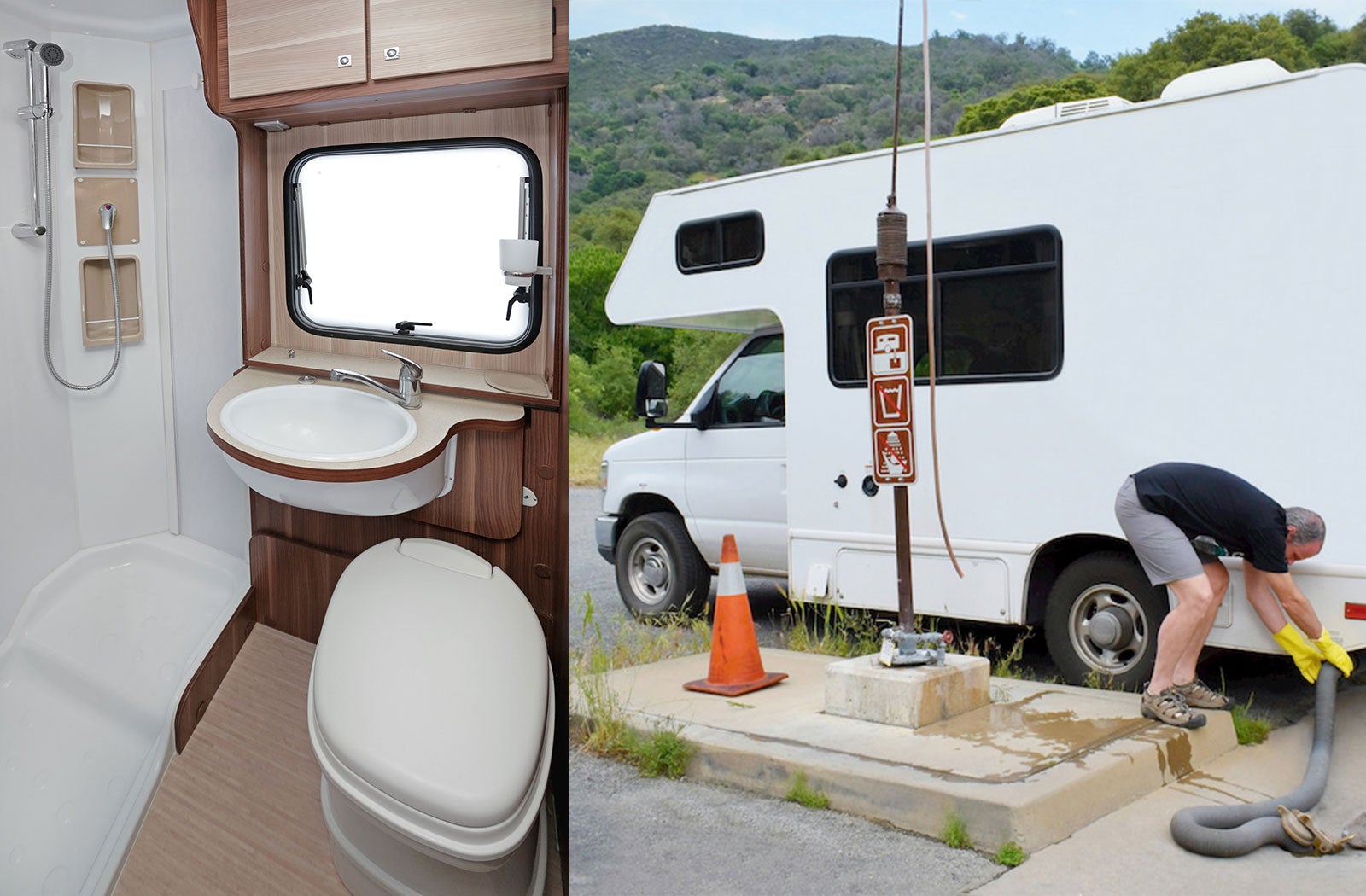 Portable RV/camper toilet and holding tank setup in Hinesville, Georgia