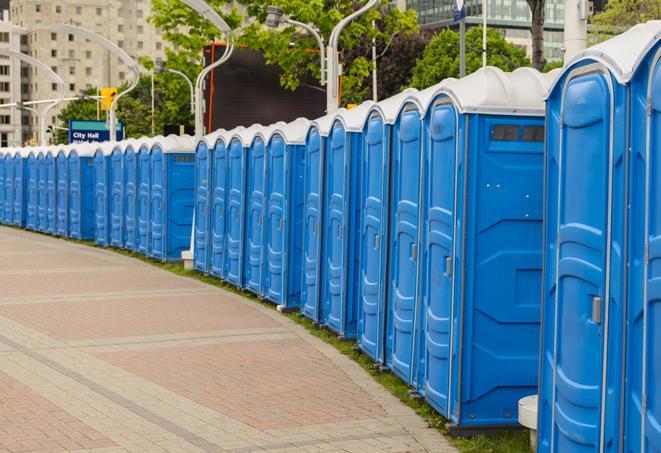 Seasonal porta potty units set up at a Hinesville, Georgia venue